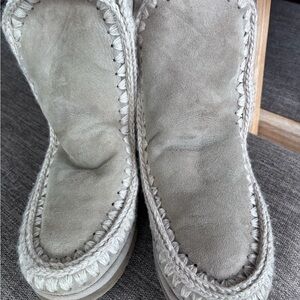 Mou Gray Suede Moccasins